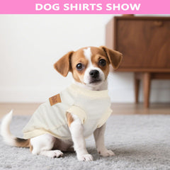 Viunimo two-pack dog shirt pink-beige side view on a small dog with easy on/off design.