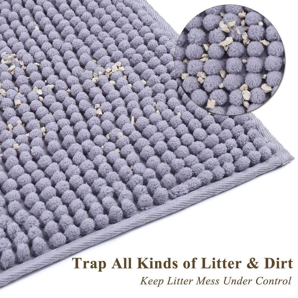 VIVAGLORY cat litter mat microfiber plush closeup demonstrates comfy paw contact and litter pickup