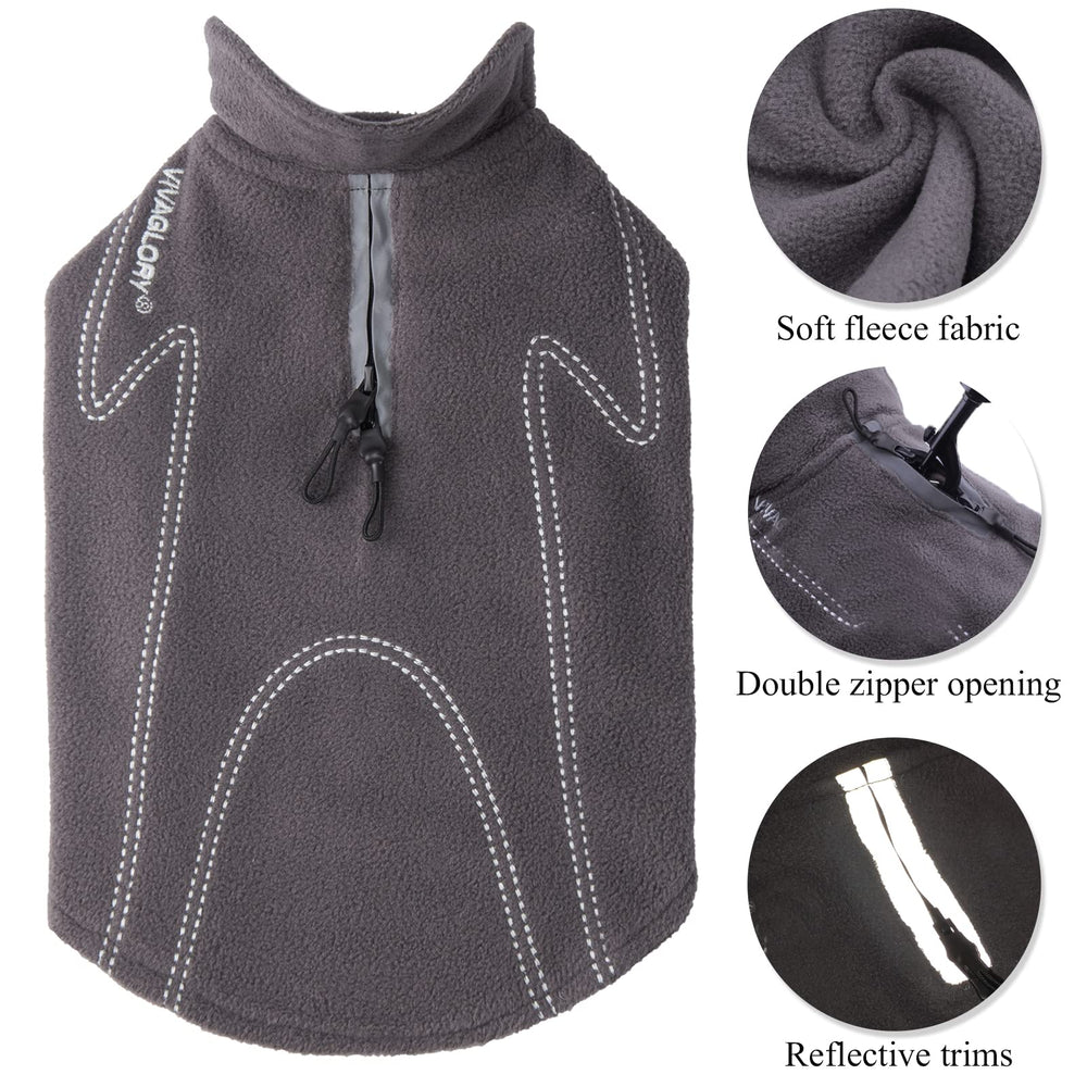 VIVAGLORY dog fleece coat back view highlights lightweight warmth and coverage