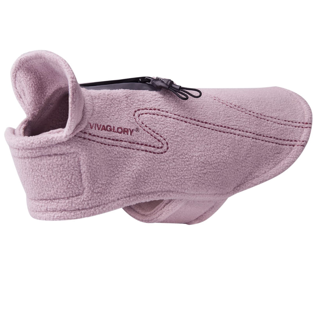 VIVAGLORY dog fleece coat front view shows easy-on design for quick chilly walks