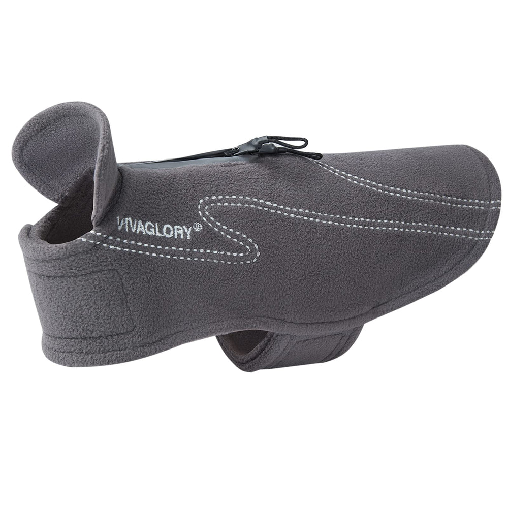 VIVAGLORY dog fleece coat front view shows warm fit for cold walks