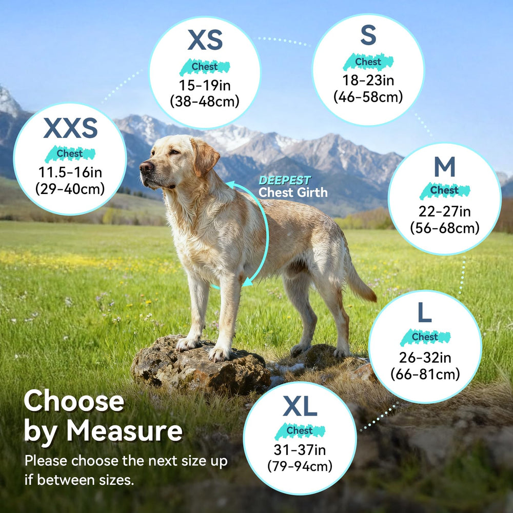 VIVAGLORY dog fleece coat measurement-guide helps choose the right size.