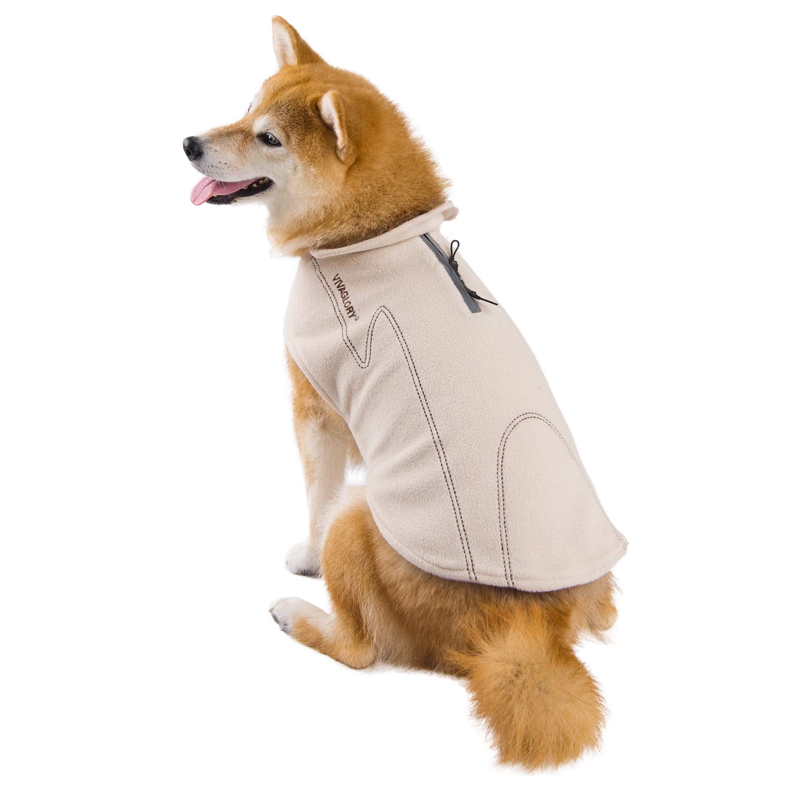 VIVAGLORY dog fleece coat in outdoor play setting demonstrates freedom of movement