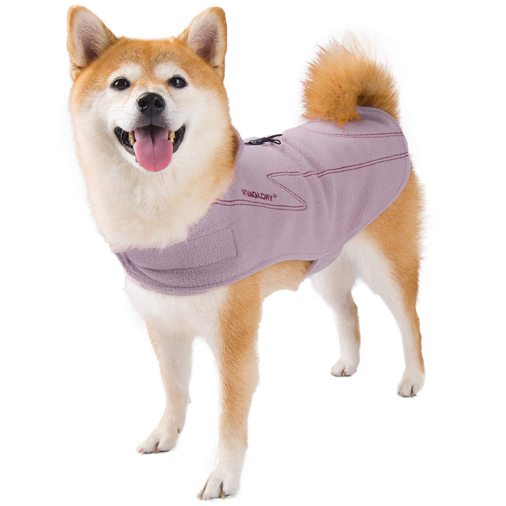 VIVAGLORY dog fleece coat reflective-trim-pink-xs enhances visibility for evening strolls