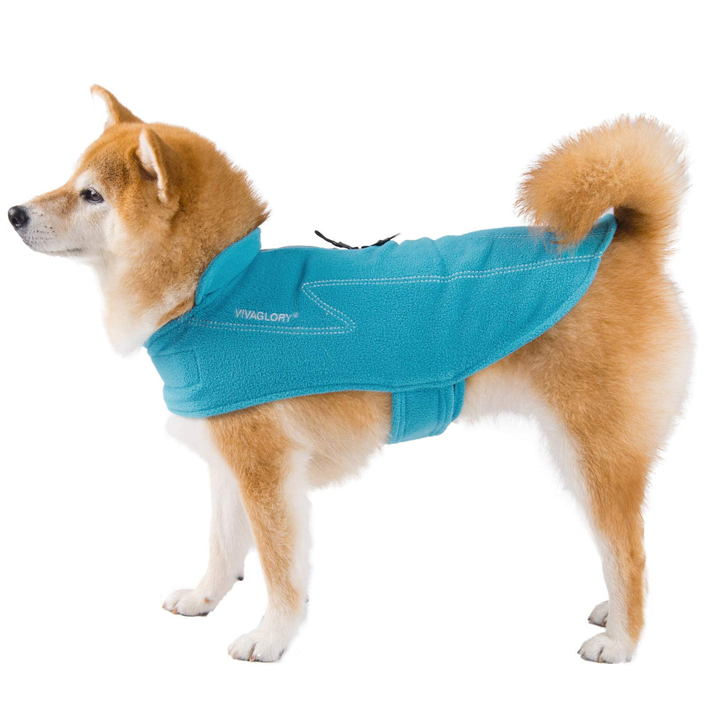VIVAGLORY dog fleece coat reflective-trim boosts visibility for dusk walks.