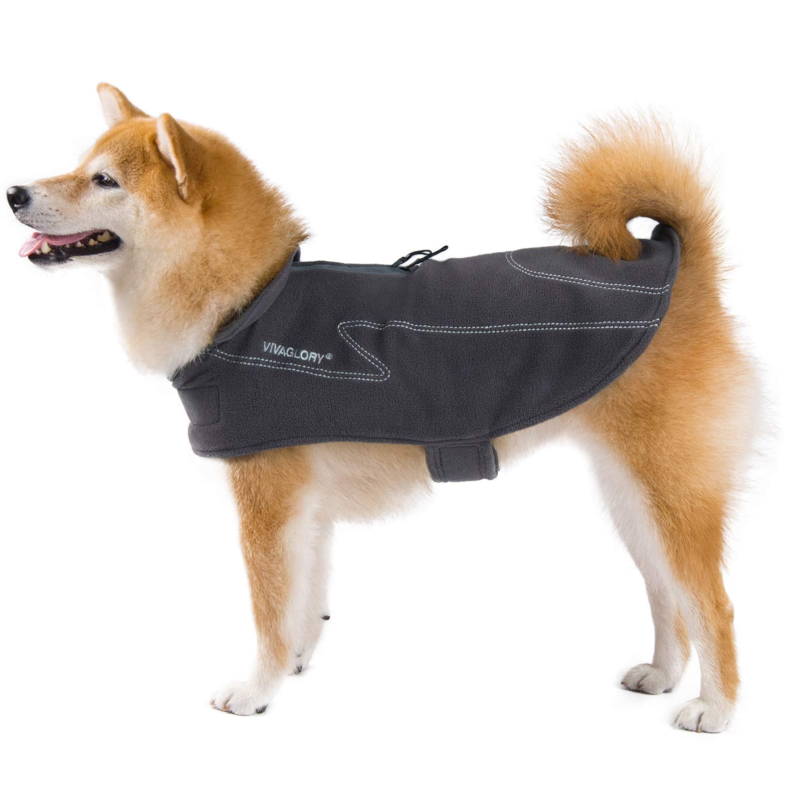 VIVAGLORY fleece coat with reflective trim for safer dusk excursions