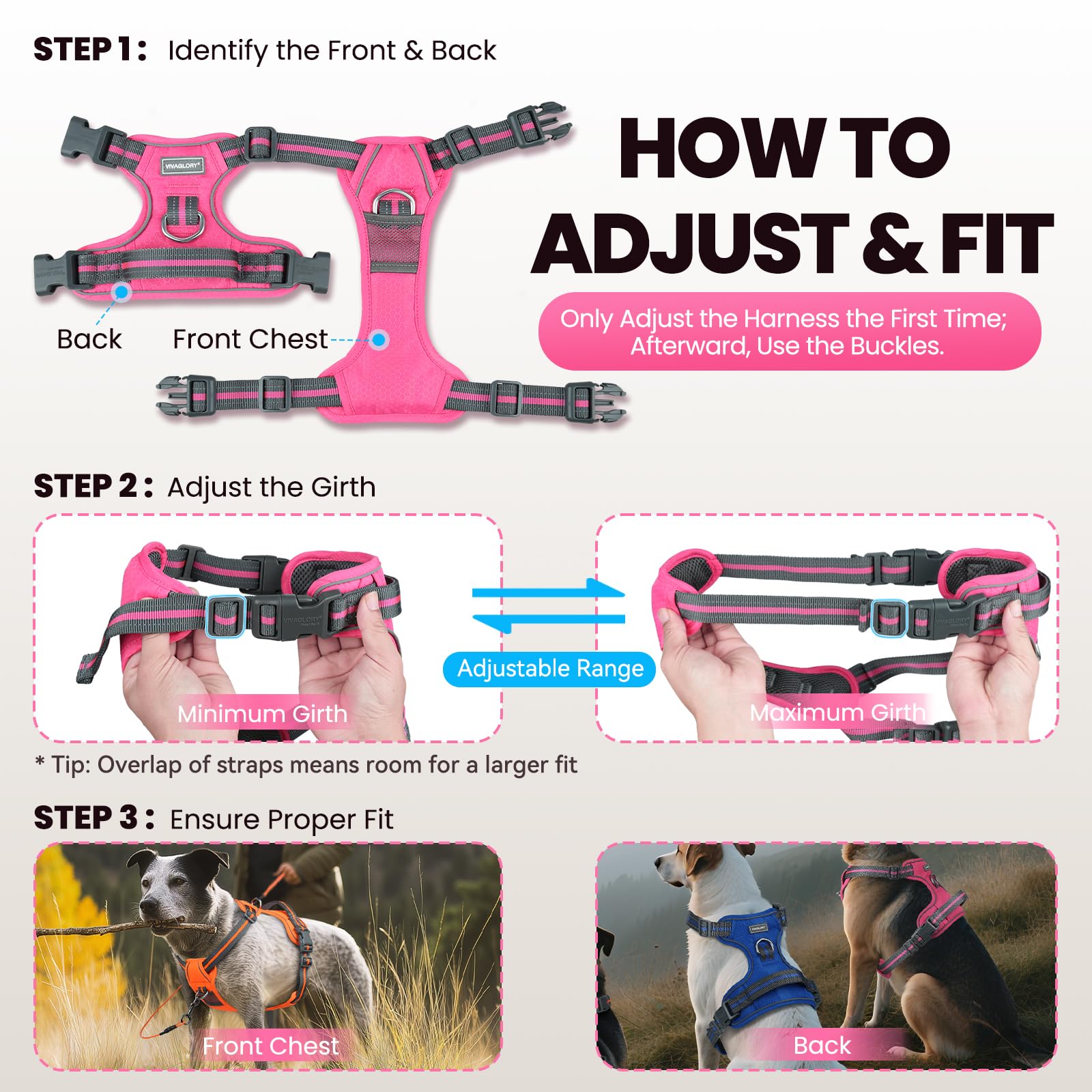 VIVAGLORY Easewalk breathable mesh liner keeps your dog cool on long hikes.