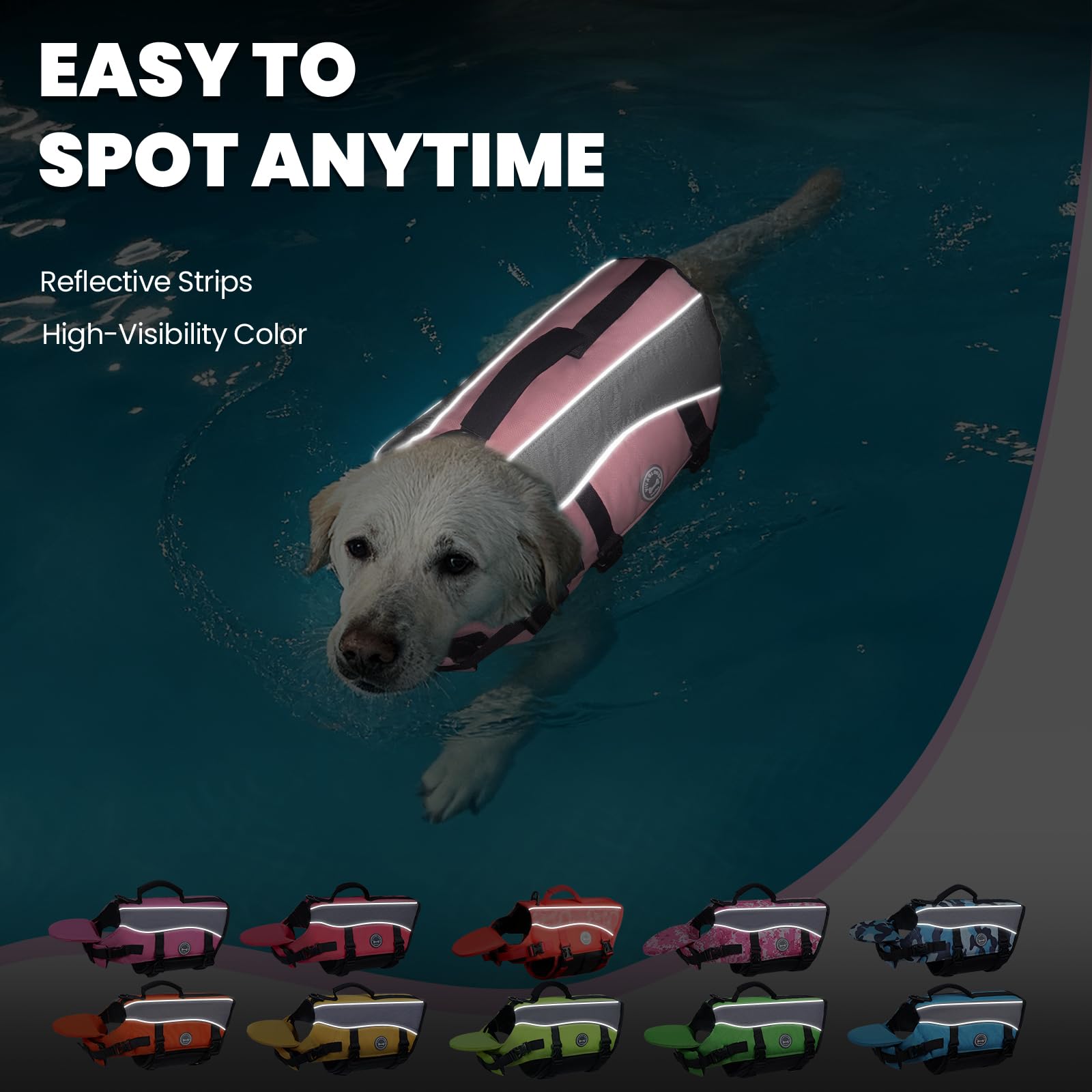 VIVAGLORY grab handle helps guide your dog in and out of the water.