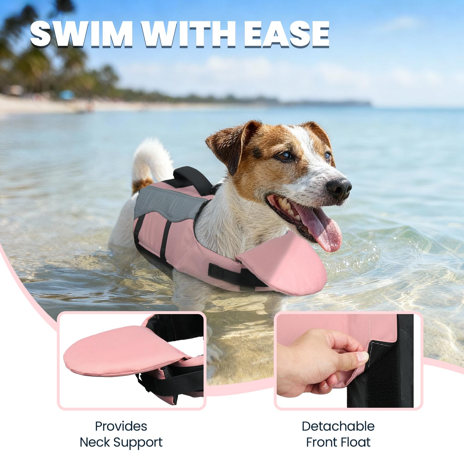 VIVAGLORY life jacket with reflective trims boosts nighttime visibility for safe boating.