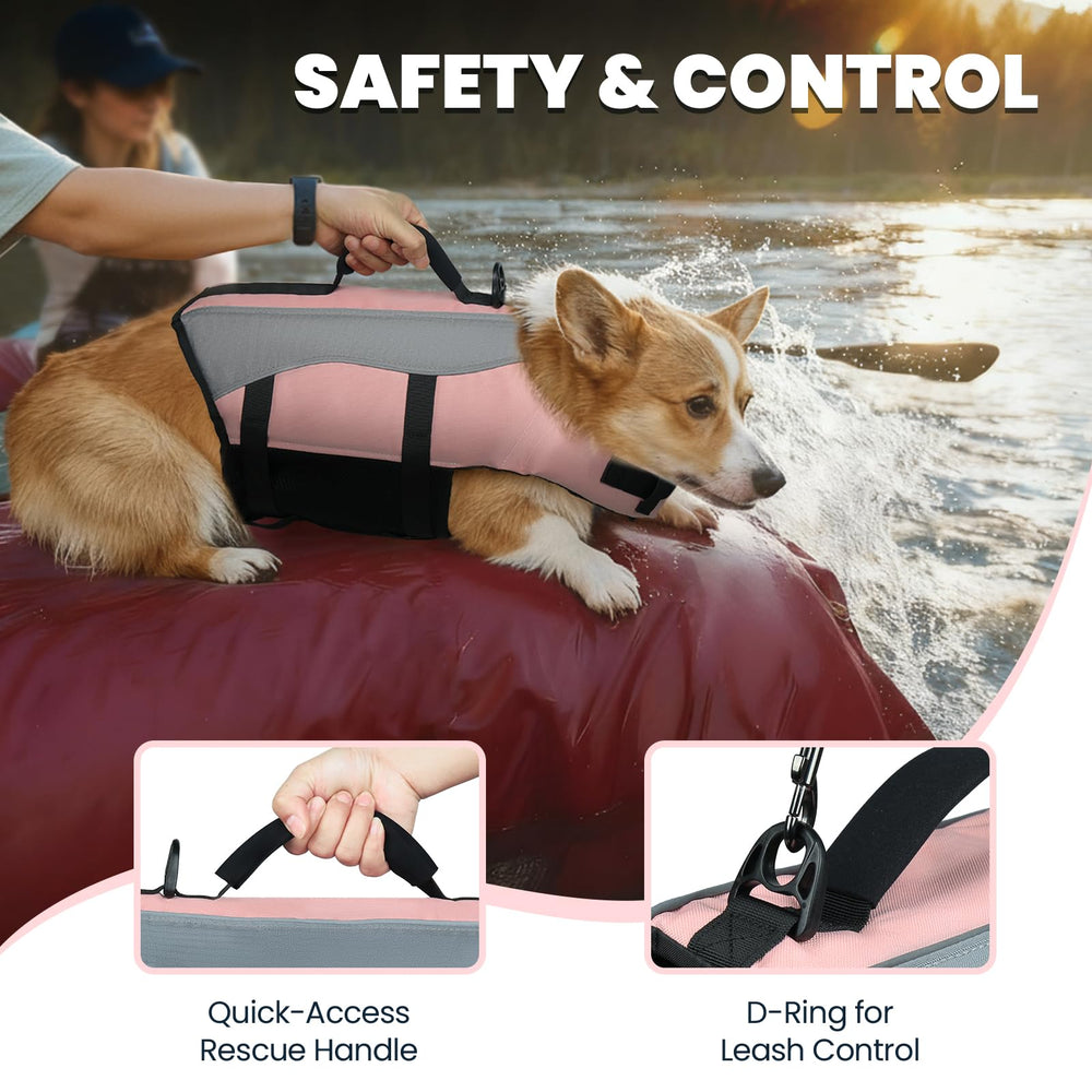 VIVAGLORY ripstop 600D dog life jacket offers durable protection and extra padding.
