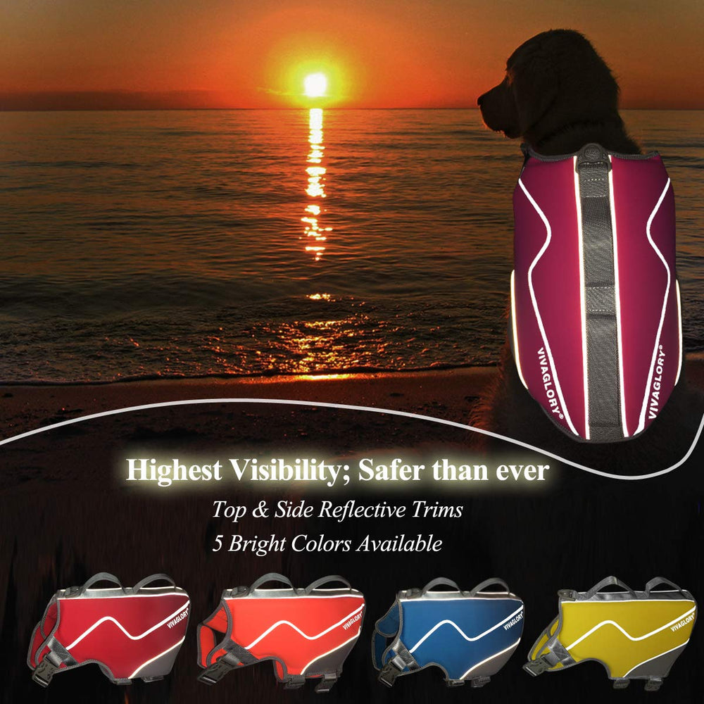VIVAGLORY pink life vest back view highlights rescue handle