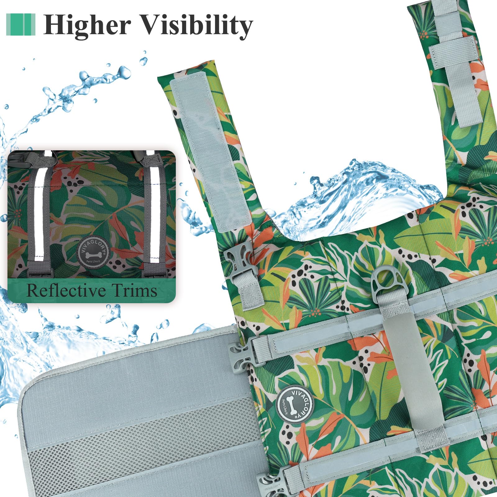 VIVAGLORY dog life vest size chart helps choose the right fit
