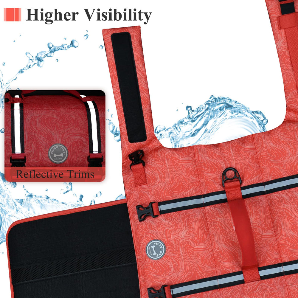 VIVAGLORY Dog Life Vest sizing chart image promotes proper fit