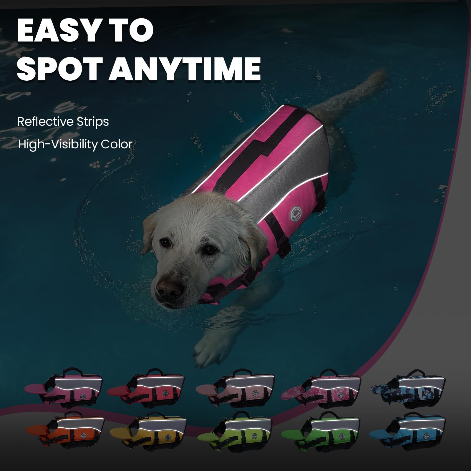 Vivaglory reinforced top handle to lift your dog from water