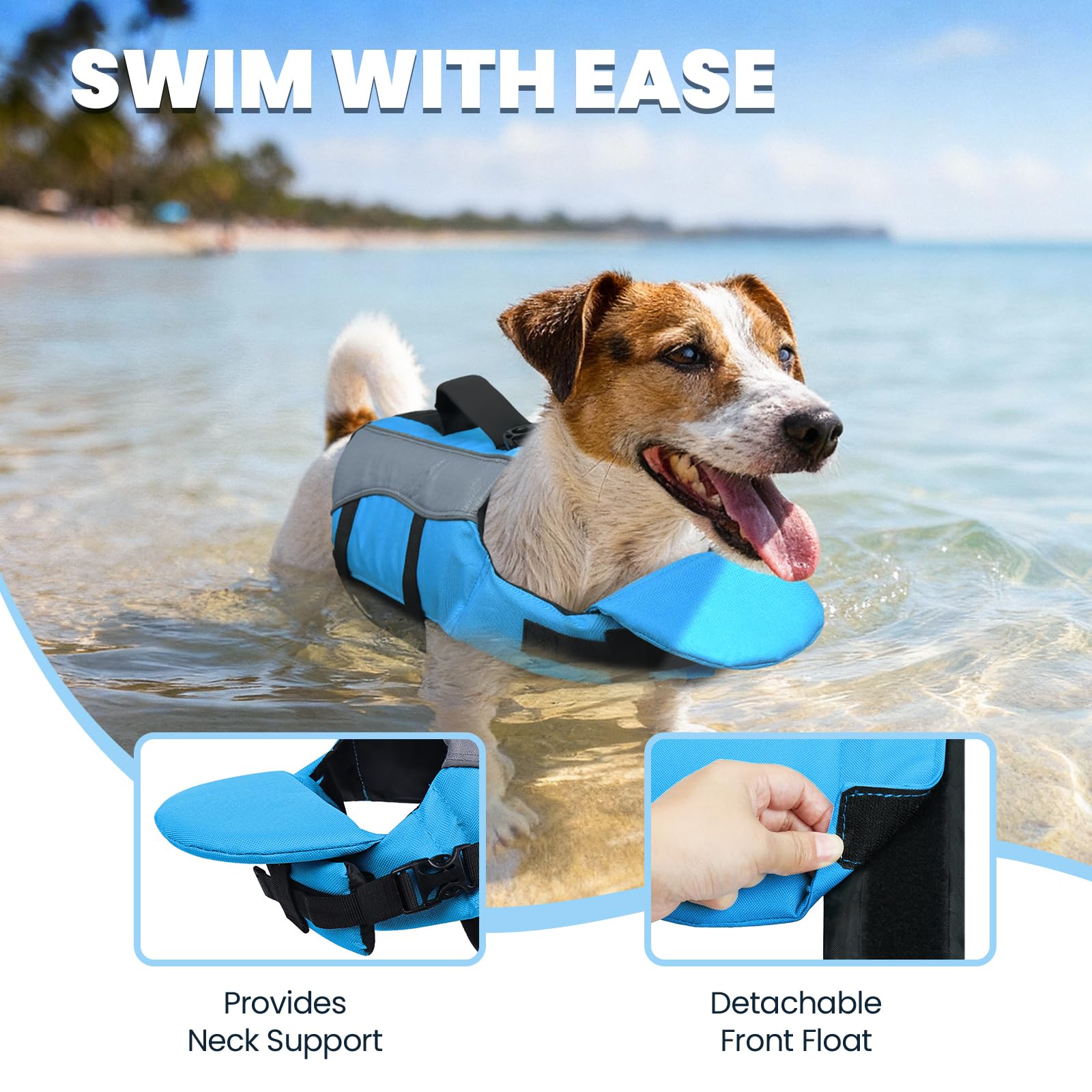 VIVAGLORY dog life vest with reflective trims for visibility