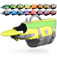 VIVAGLORY front float dog life vest shows neck support for new swimmers