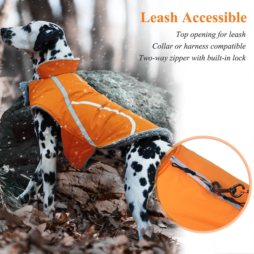 VIVAGLORY Frostfit dog coat reflective trim for high visibility in low light