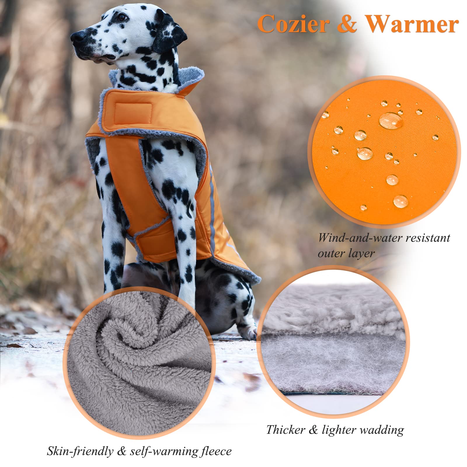 VIVAGLORY Frostfit dog coat side wear for flexible movement during play