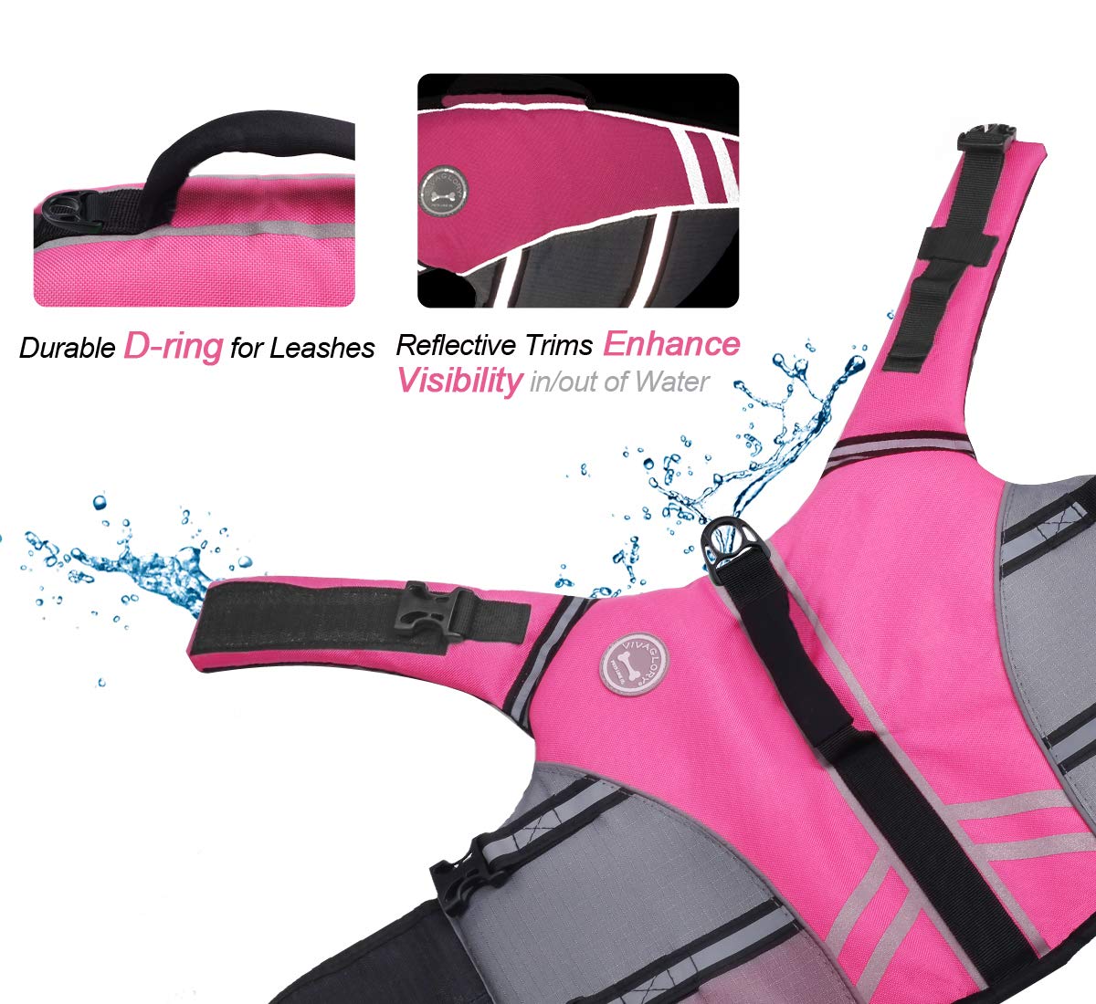 VIVAGLORY Life Vest reflective strips and bright colors improve visibility during dusk trips