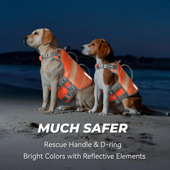 VIVAGLORY life vest reflective print closeup boosts visibility during dusk outings.