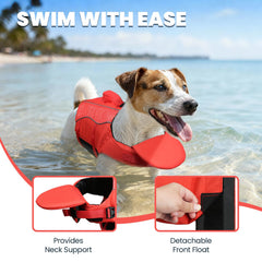 VIVAGLORY neck-support vest highlighting the removable front float for new swimmers.