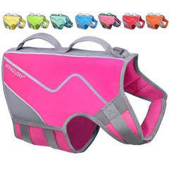VIVAGLORY pink neoprene dog life vest front view for confident swimming