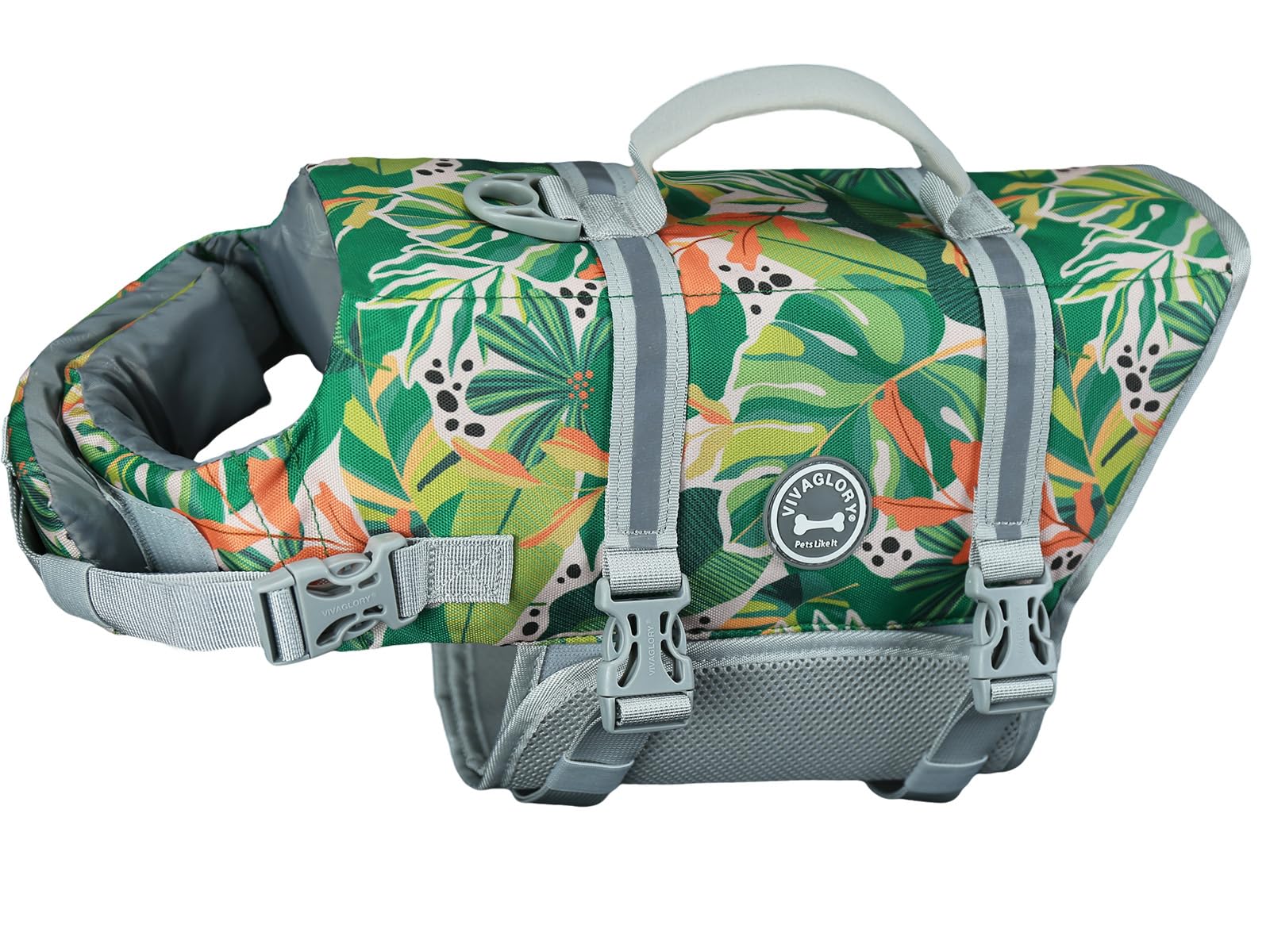 VIVAGLORY rip-stop dog life vest handle for easy lifting after a swim