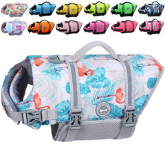 VIVAGLORY rip-stop dog life vest back view shows buoyant safety features