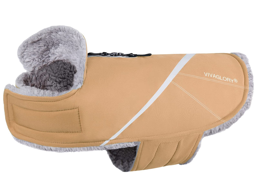 VIVAGLORY Snowrap dog coat front view - warm snug fit for chilly walks