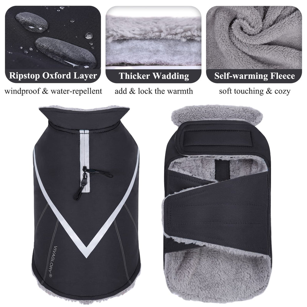 VIVAGLORY Snowrap harness-hole close-up enables easy leash access.