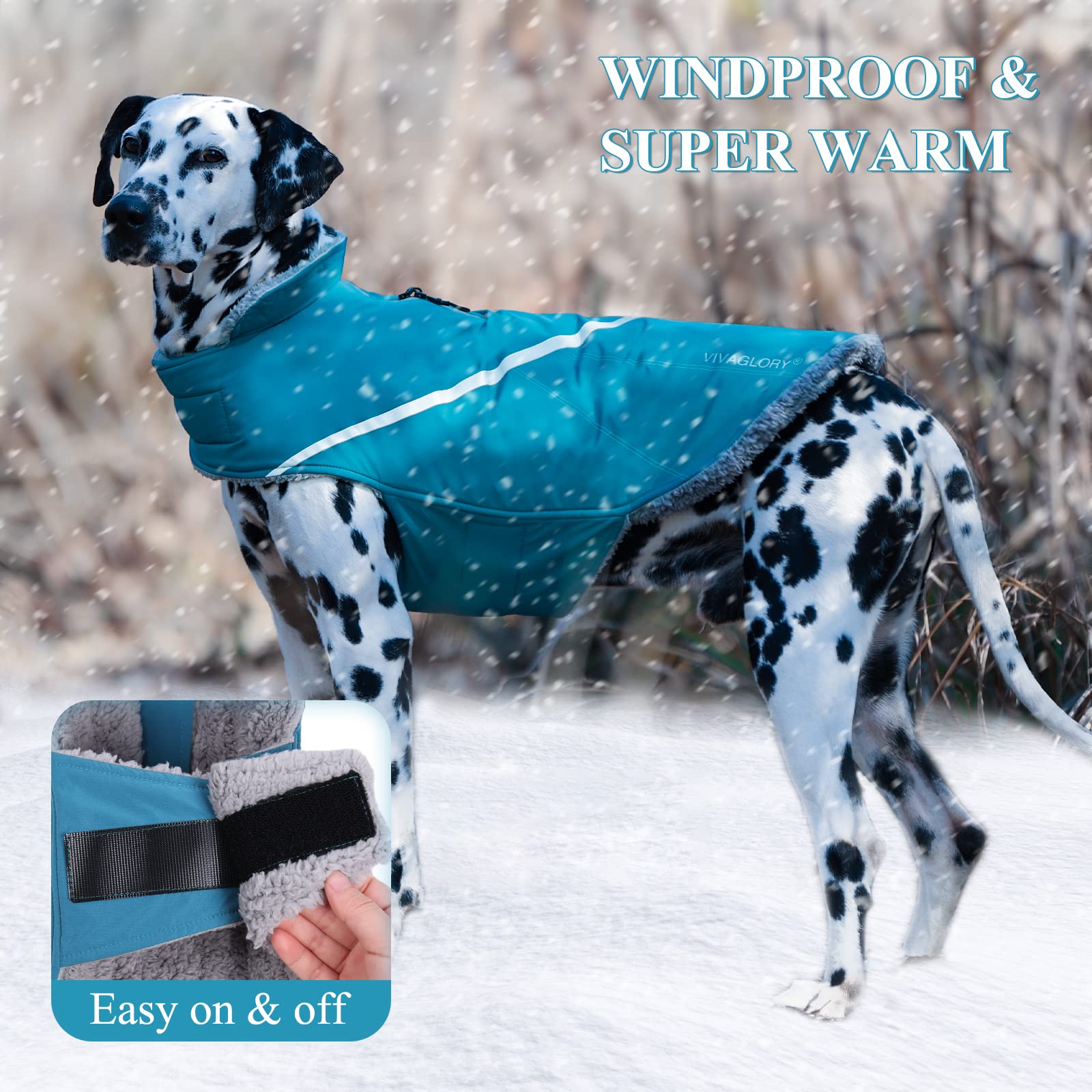 VIVAGLORY Snowrap harness hole view shows easy leash access and secure fit