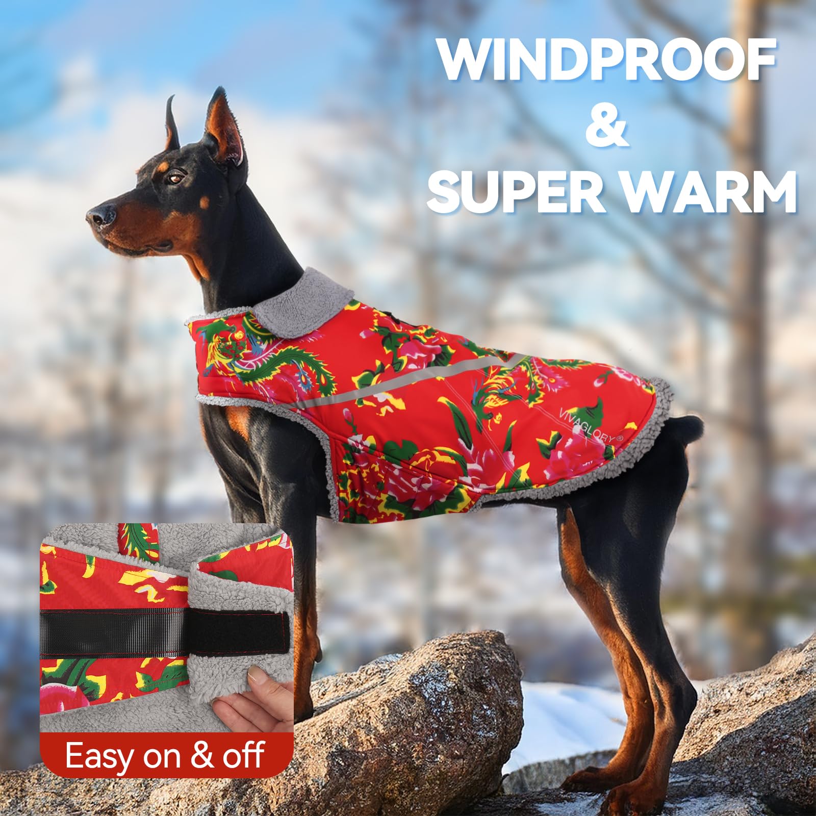 VIVAGLORY Snowrap coat with reflective trim for safer dusk walks