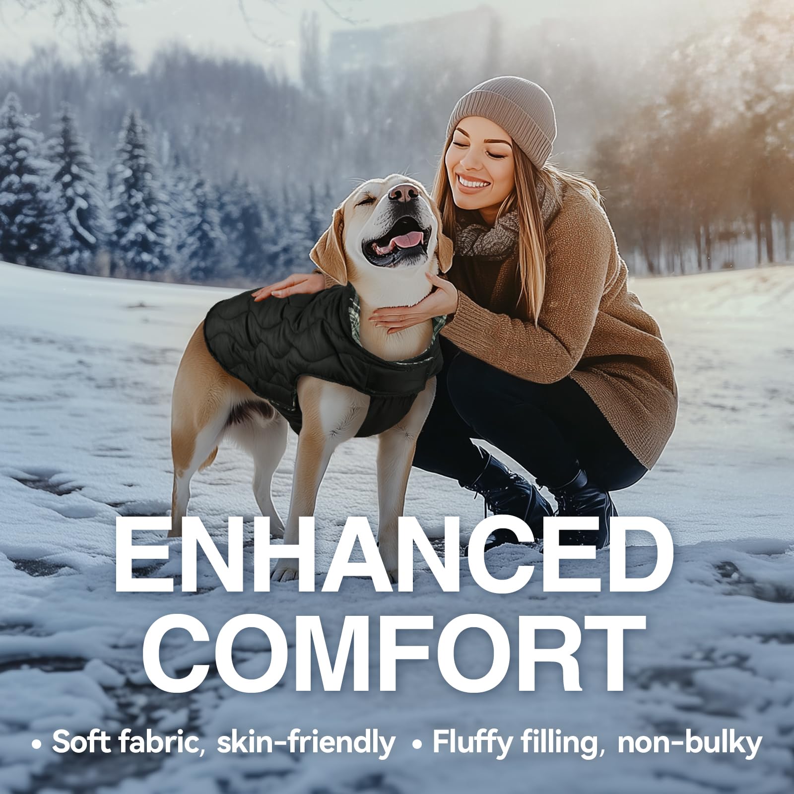 VIVAGLORY Softjoy back leash opening for easy leash access.