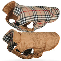 VIVAGLORY Softjoy coat front view shows reversible plaid for versatile styling