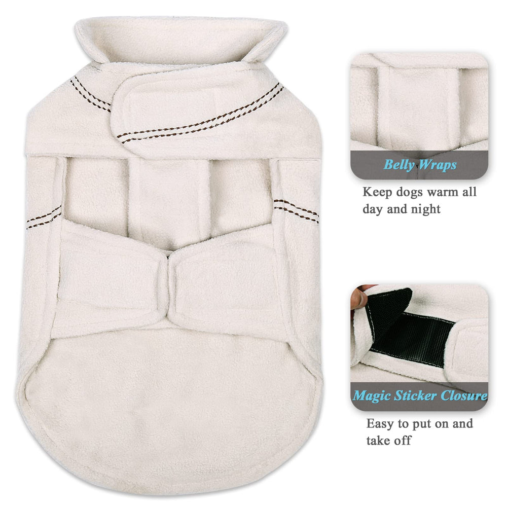 VIVAGLORY Softpad dog fleece vest leash-hole detail enables secure walks.