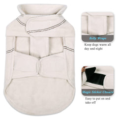 VIVAGLORY Softpad dog fleece vest leash-hole detail enables secure walks.