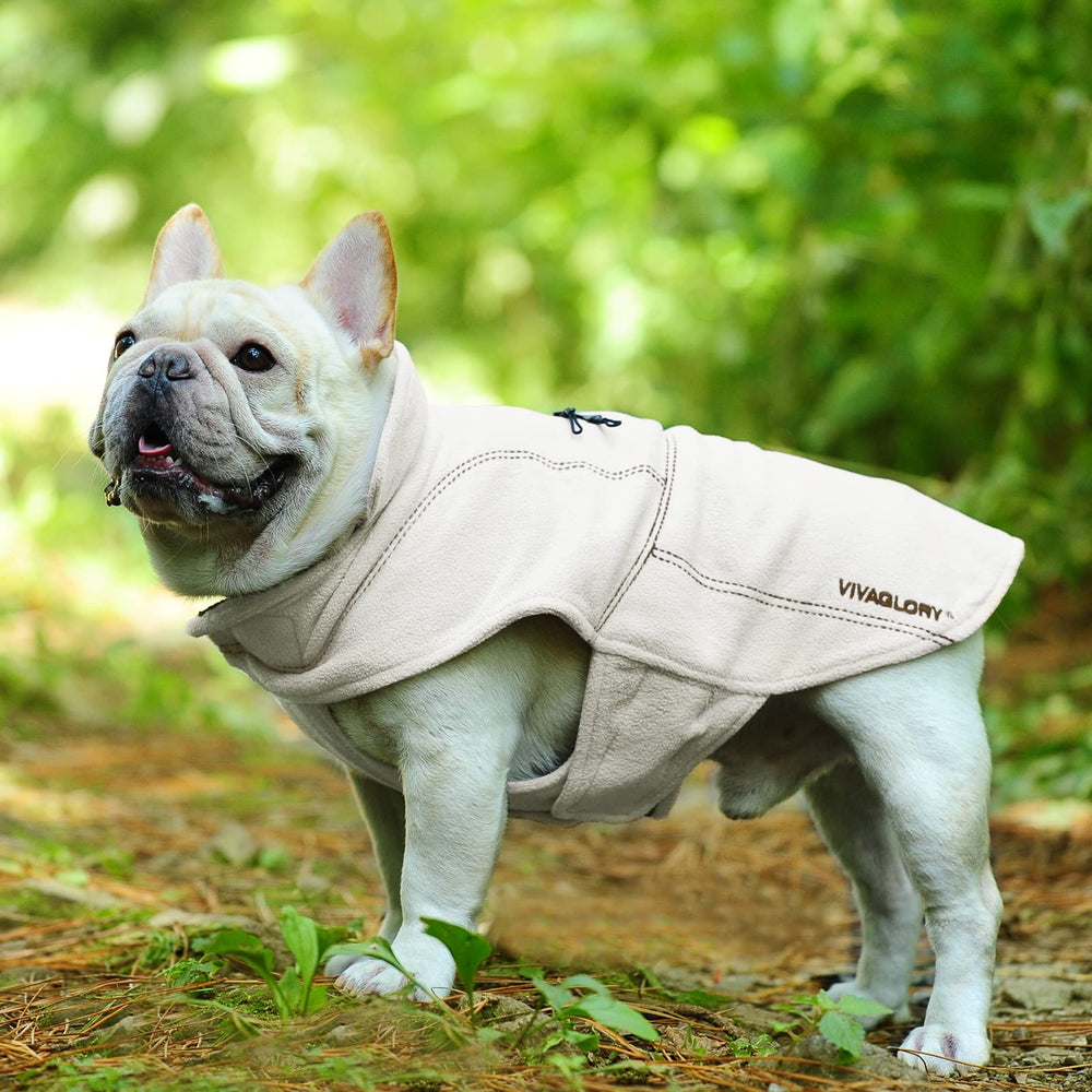VIVAGLORY Softpad dog fleece vest reflective trim improves visibility during dusk walks.