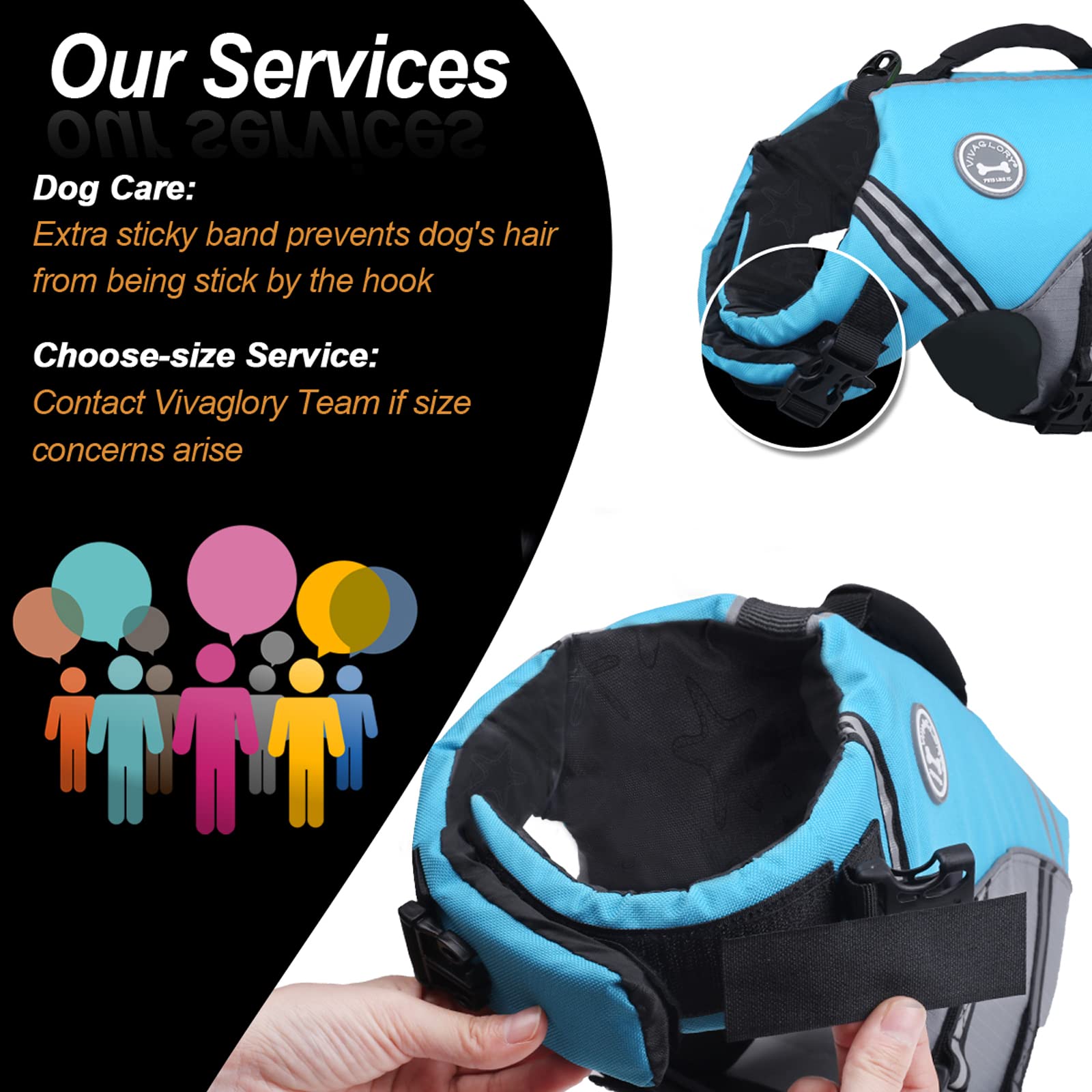 VIVAGLORY durable ripstop Oxford fabric life vest with reinforced stitching for lasting use.