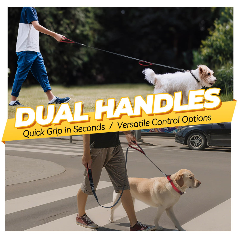 VIVAGLORY Twingrip leash showing traffic handle for close control in crowds.