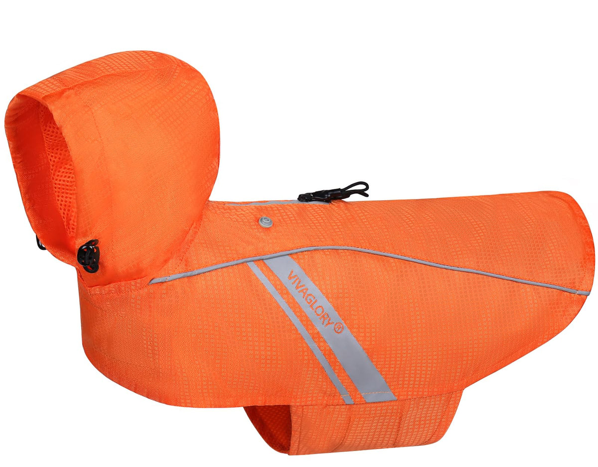 VIVAGLORY Wetoff dog raincoat front view shows waterproof protection and bright color