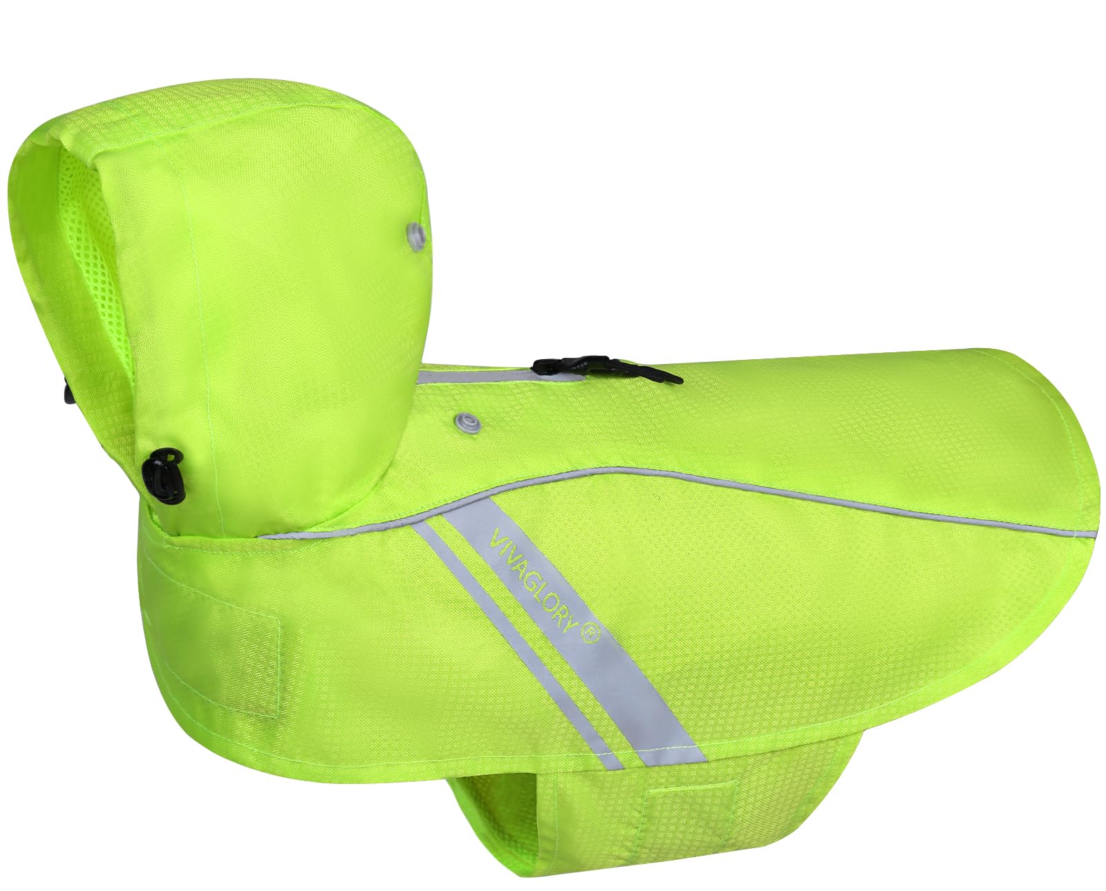 VIVAGLORY Wetoff raincoat front view showing bright yellow waterproof shell for rainy walks