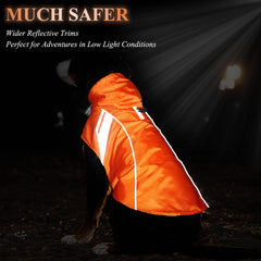 VIVAGLORY Wetoff dog raincoat hood folded-back demonstrates versatile weather protection