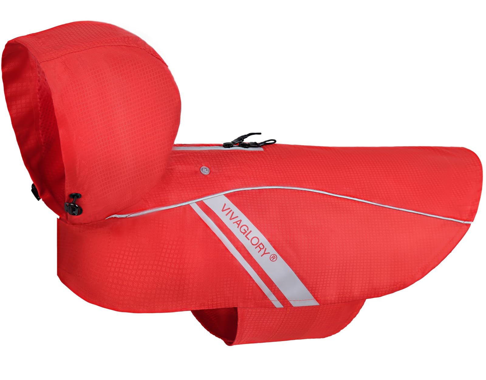 VIVAGLORY Wetoff dog raincoat hood keeps pets dry during rainy walks with bright visibility.