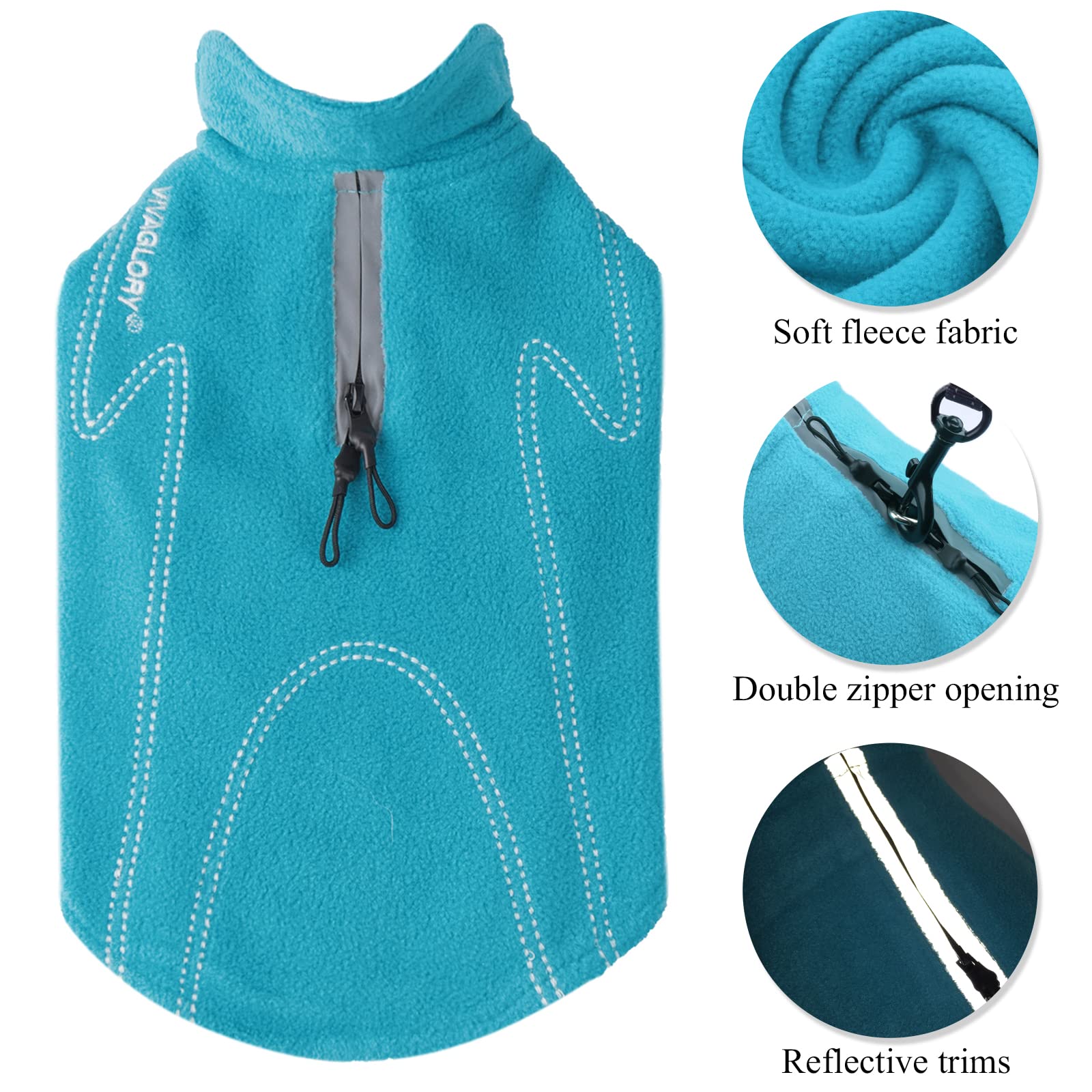 VIVAGLORY winter dog coat in soft fleece keeps your pet warm during outdoor adventures