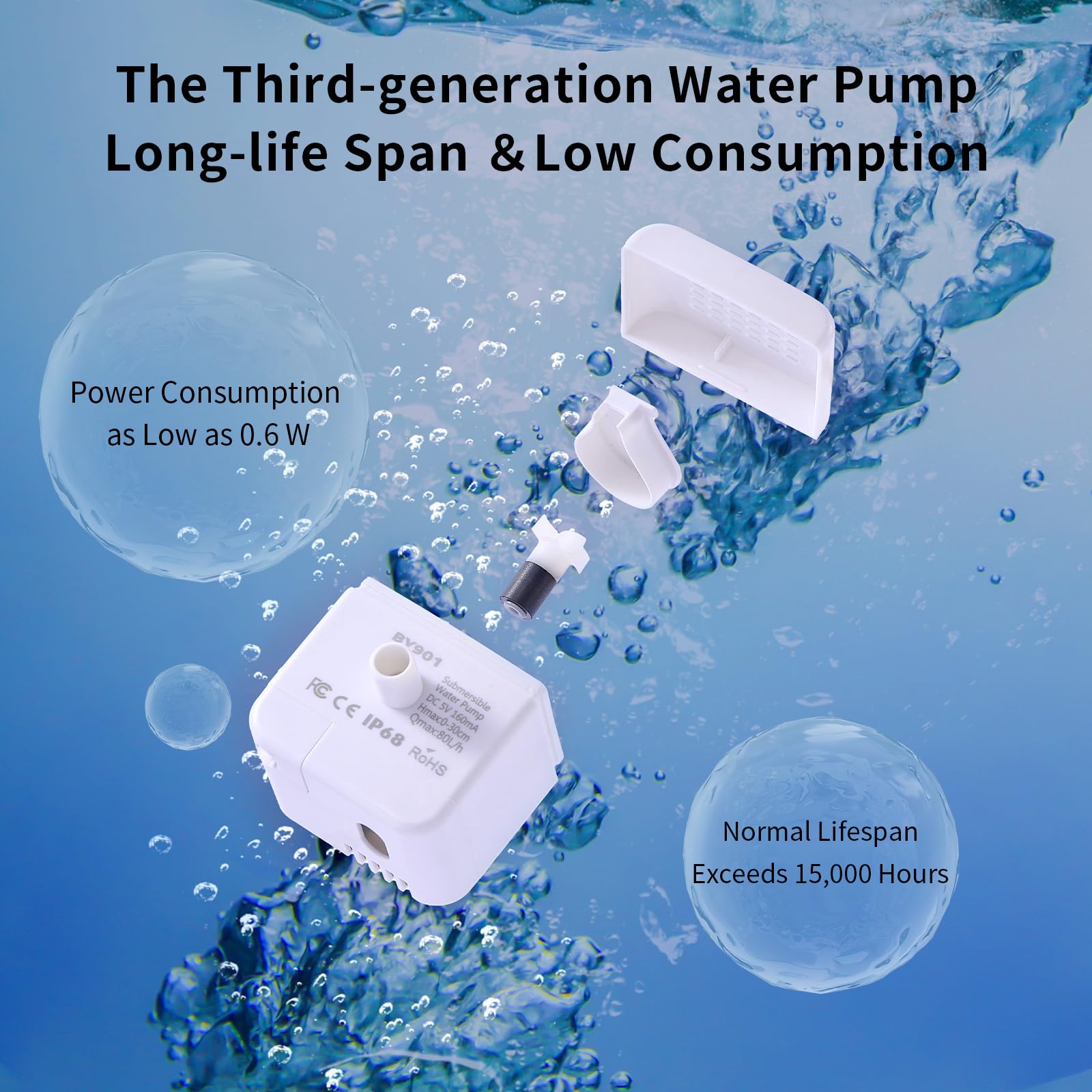 VIVIDORAMA quiet pump: barely audible operation for peaceful living spaces.