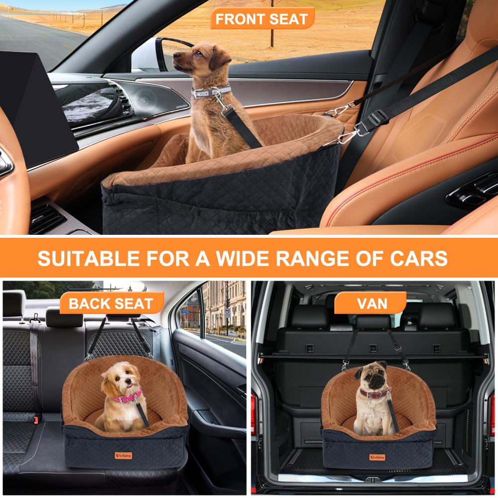 Vivifying dog car seat detachable bed; converts for home or outdoors use.