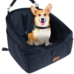 Vivifying dog car seat in car showing secure fit for small to medium dogs.