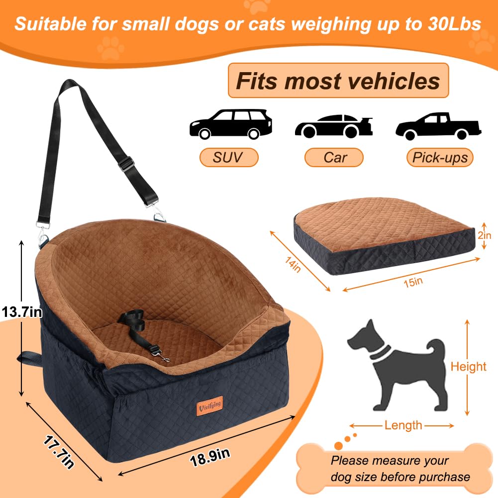 Vivifying dog car seat side pocket; convenient storage for toys and treats.