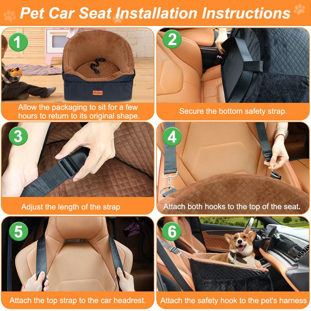 Vivifying dog car seat storage pockets; keeps essentials within reach.