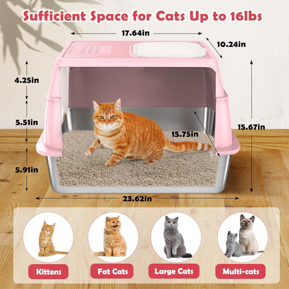 Vivifying litter box top-exit design reduces litter scatter during exits